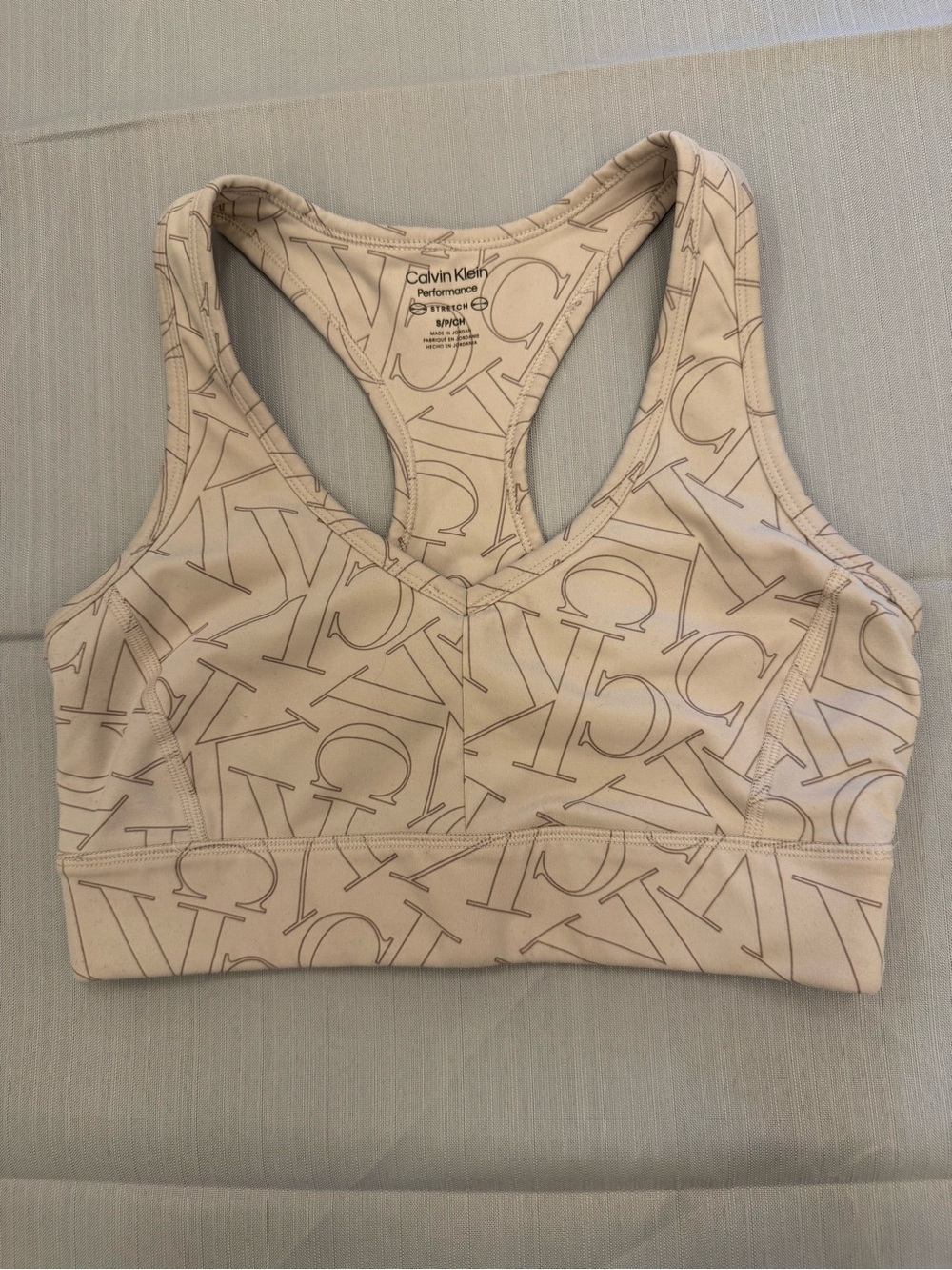 Calvin Klein Nude Logo Racerback Sports Bra
